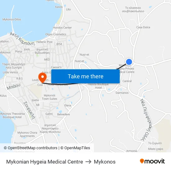 Mykonian Hygeia Medical Centre to Mykonos map