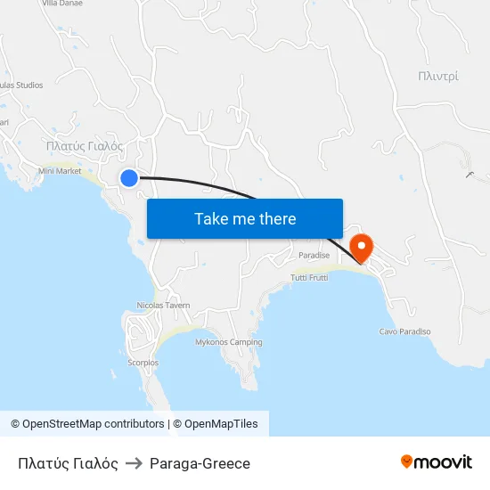 Platys Gialos to Paraga-Greece map