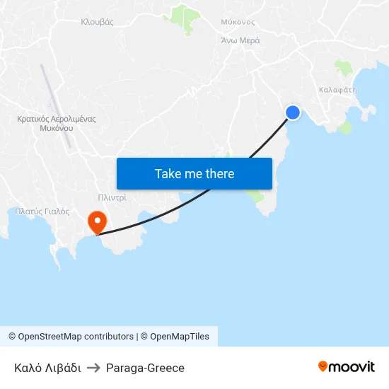 Kalo Livadi to Paraga-Greece map