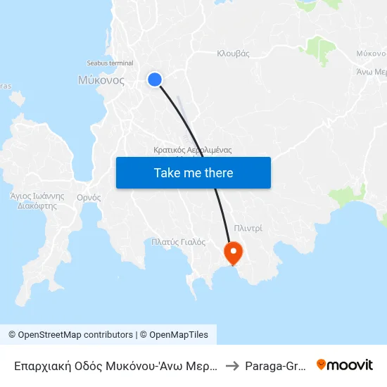 Mykonos-Ano Meria Provincial Road, 1422 to Paraga-Greece map