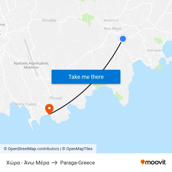 Chora - Ano Mera to Paraga-Greece map
