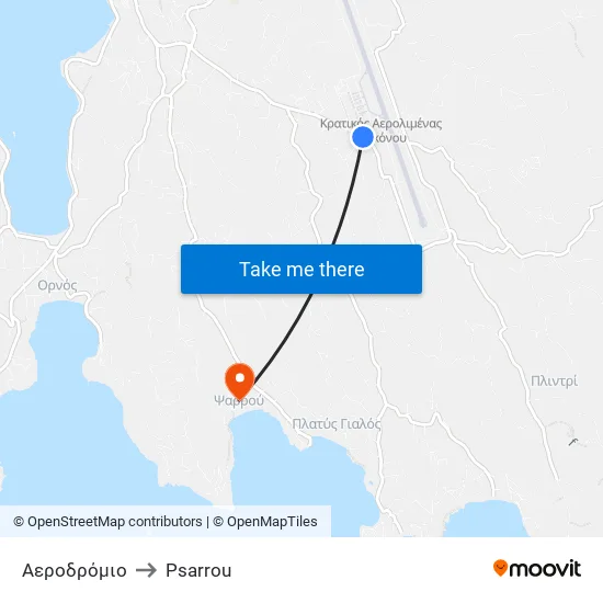Airport to Psarrou map