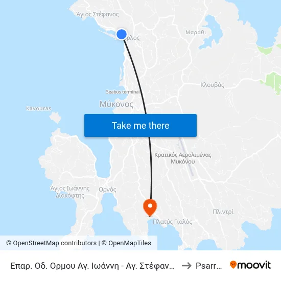 St. John's Bay - Agios Stefanos Provincial Road to Psarrou map