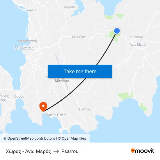 Chora - Ano Mera to Psarrou map