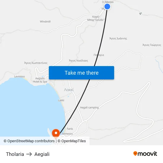 Tholaria to Aegiali map
