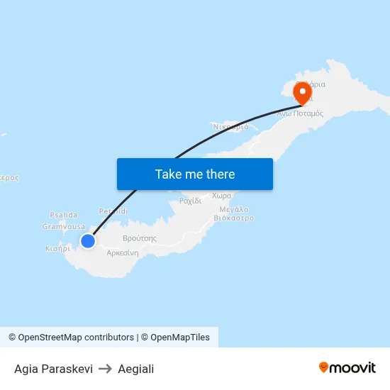 Agia Paraskevi to Aegiali map