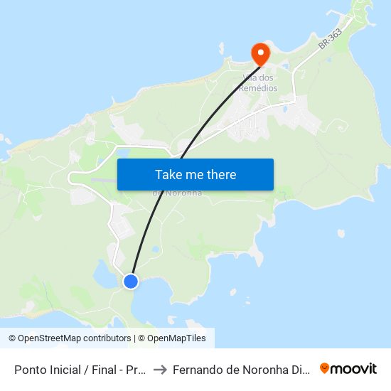 Ponto Inicial / Final - Praia Do Sueste to Fernando de Noronha Distrito Estadual map