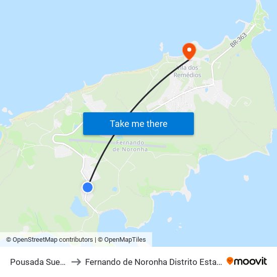 Pousada Sueste to Fernando de Noronha Distrito Estadual map