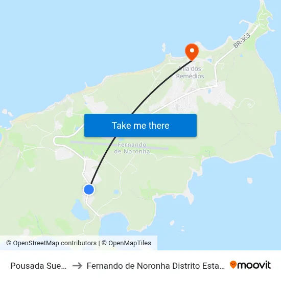 Pousada Sueste to Fernando de Noronha Distrito Estadual map