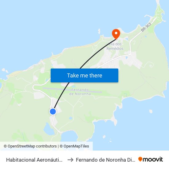 Habitacional Aeronáutica | Seu Galego to Fernando de Noronha Distrito Estadual map