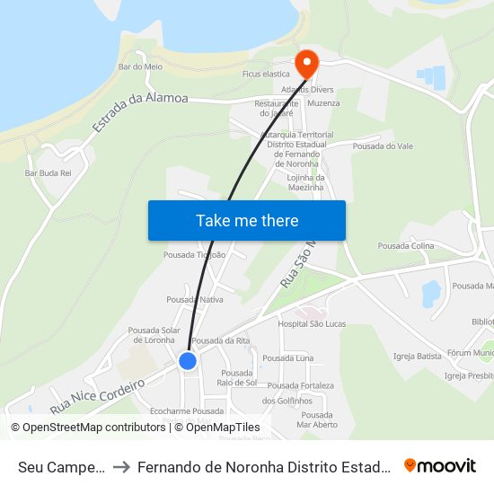 Seu Campelo to Fernando de Noronha Distrito Estadual map