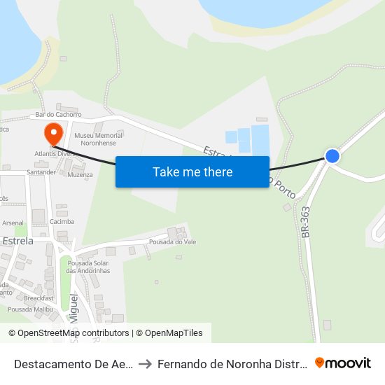 Destacamento De Aeronáutica to Fernando de Noronha Distrito Estadual map