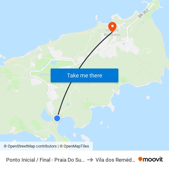 Ponto Inicial / Final - Praia Do Sueste to Vila dos Remédios map