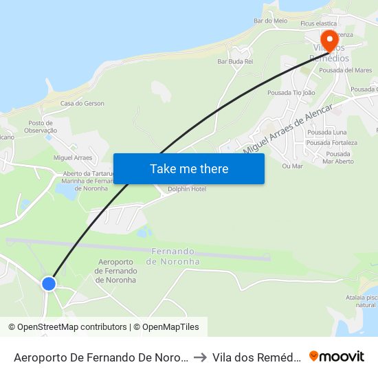 Aeroporto De Fernando De Noronha to Vila dos Remédios map
