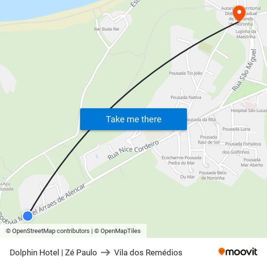Dolphin Hotel | Zé Paulo to Vila dos Remédios map