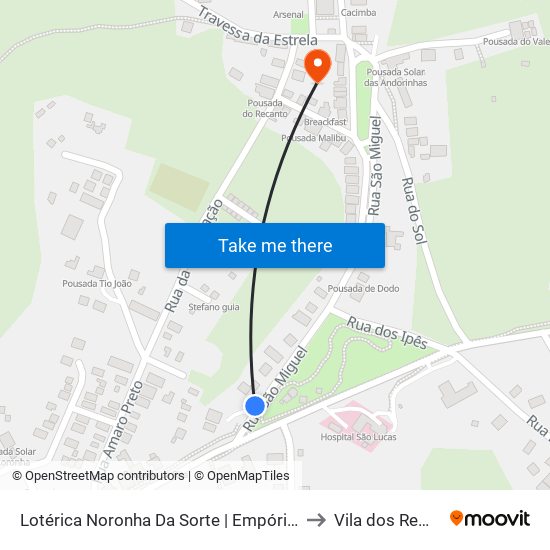 Lotérica Noronha Da Sorte | Empório São Miguel to Vila dos Remédios map