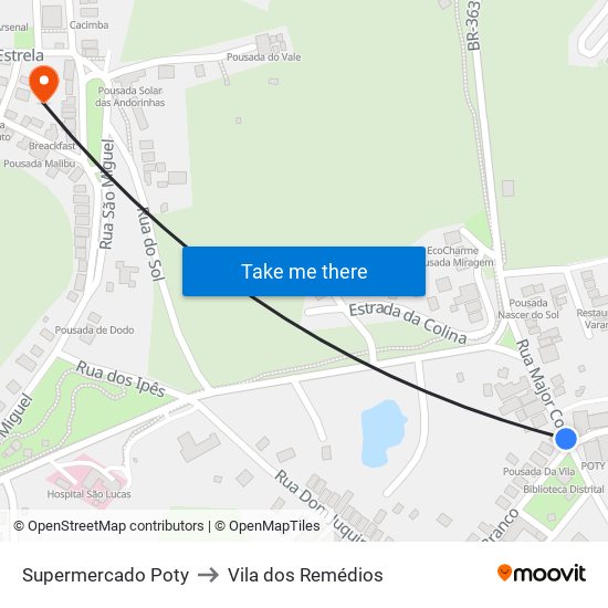Supermercado Poty to Vila dos Remédios map