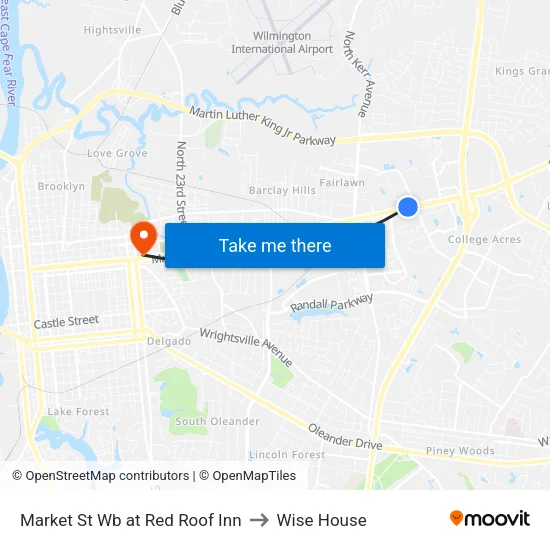 Market St Wb at Red Roof Inn to Wise House map