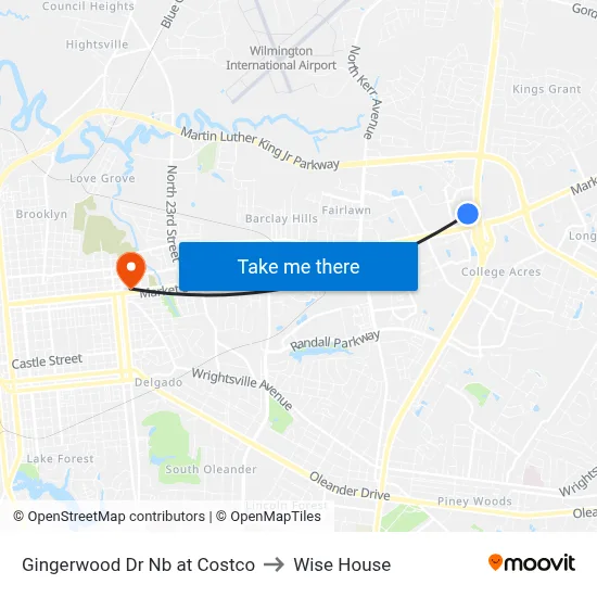 Gingerwood Dr Nb at Costco to Wise House map