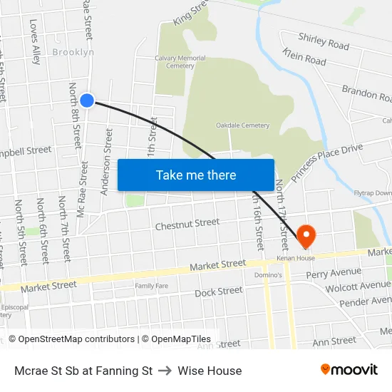 Mcrae St Sb at Fanning St to Wise House map