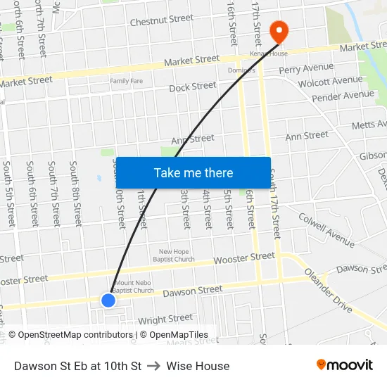 Dawson St Eb at 10th St to Wise House map