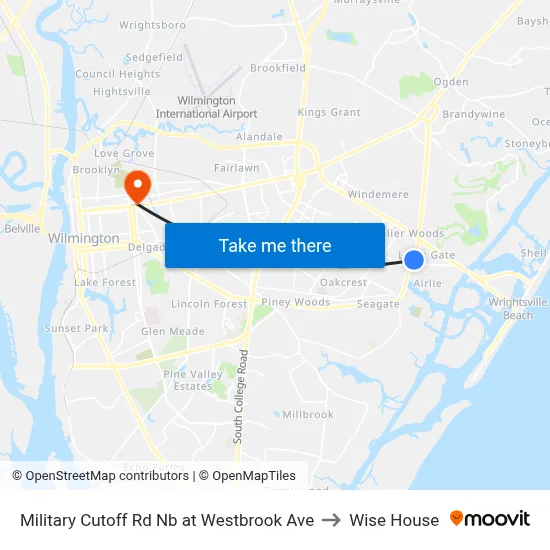Military Cutoff Rd Nb at Westbrook Ave to Wise House map