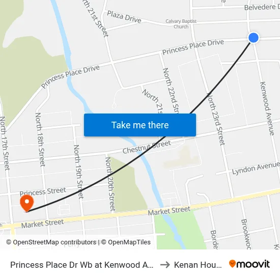 Princess Place Dr Wb at Kenwood Ave to Kenan House map