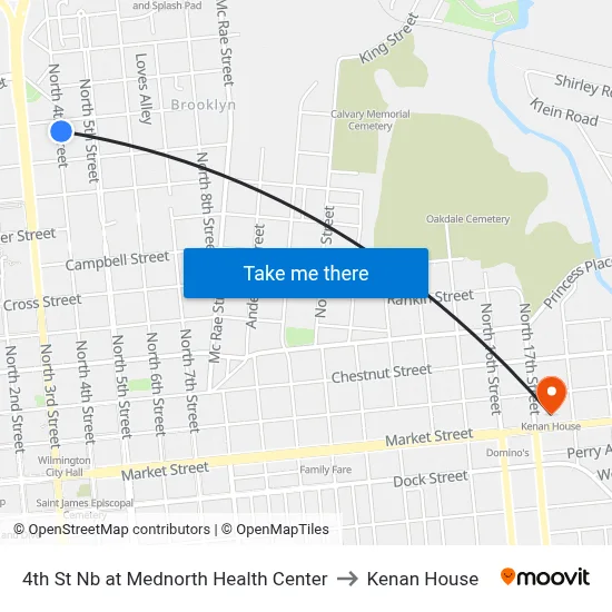 4th St Nb at Mednorth Health Center to Kenan House map