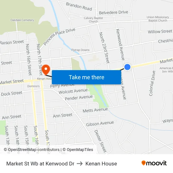 Market St Wb at Kenwood Dr to Kenan House map