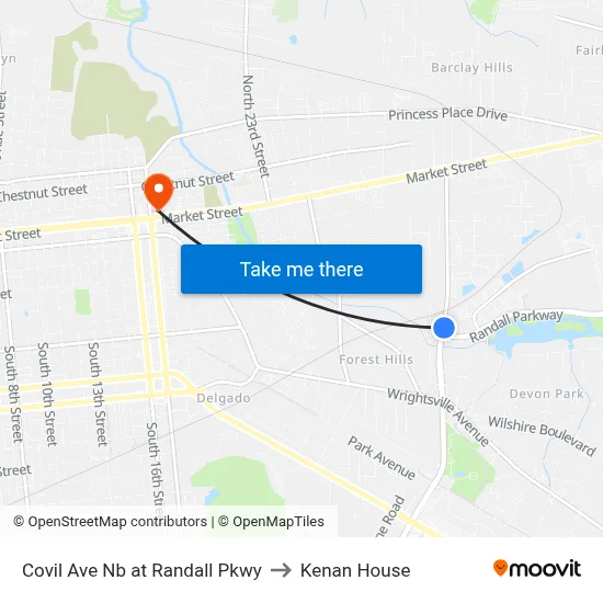 Covil Ave Nb at Randall Pkwy to Kenan House map