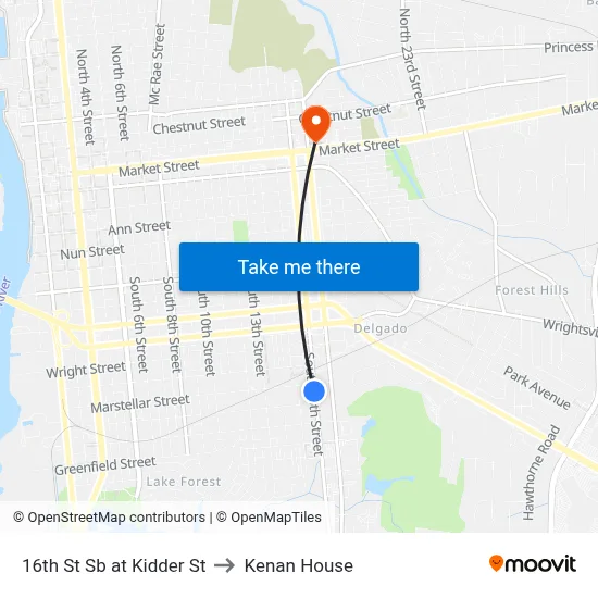 16th St Sb at Kidder St to Kenan House map