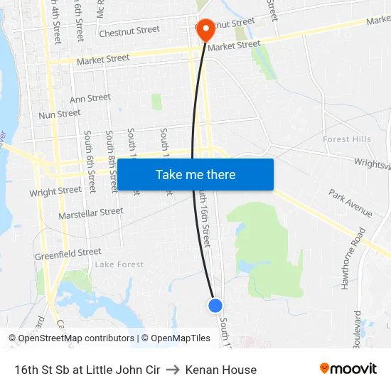 16th St Sb at Little John Cir to Kenan House map
