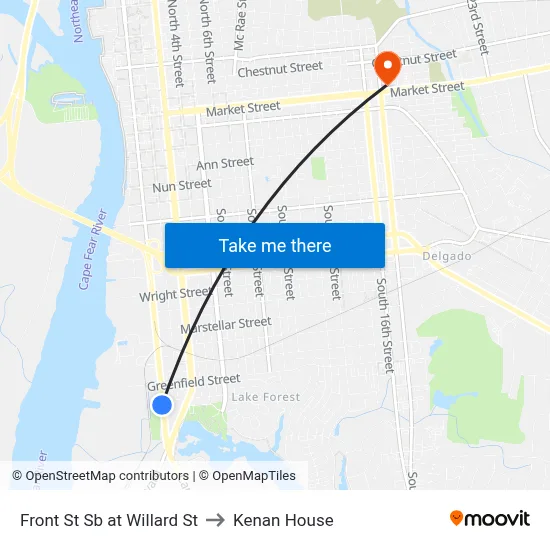 Front St Sb at Willard St to Kenan House map
