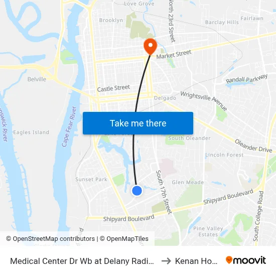 Medical Center Dr Wb at Delany Radiology to Kenan House map