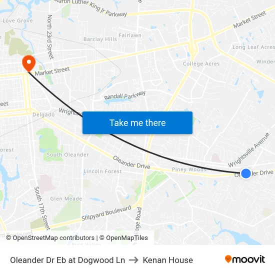 Oleander Dr Eb at Dogwood Ln to Kenan House map