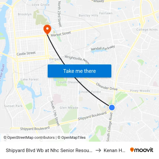 Shipyard Blvd Wb at Nhc Senior Resource Center to Kenan House map