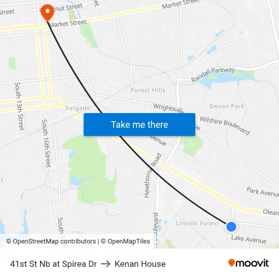 41st St Nb at Spirea Dr to Kenan House map