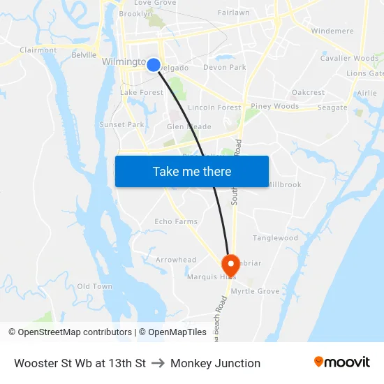 Wooster St Wb at 13th St to Monkey Junction map