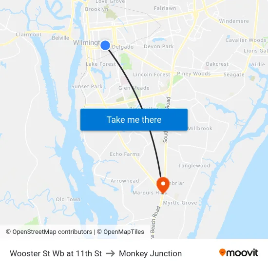 Wooster St Wb at 11th St to Monkey Junction map