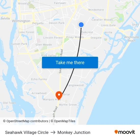 Seahawk Village Circle to Monkey Junction map