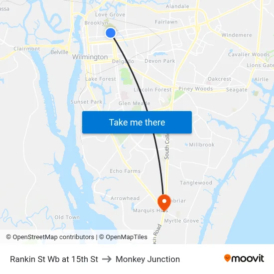 Rankin St Wb at 15th St to Monkey Junction map