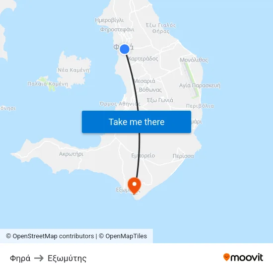 Φηρά to Eξωμύτης map
