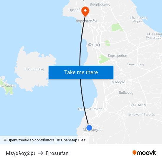 Mεγαλοχώρι to Firostefani map