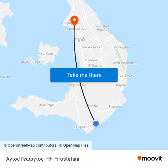 Άγιος Γεώργιος to Firostefani map