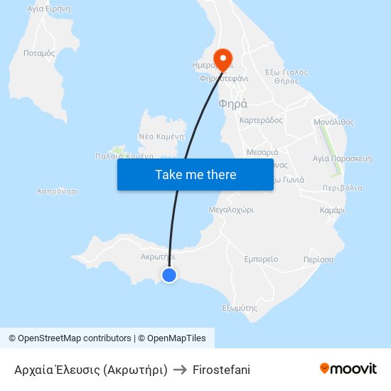 Αρχαία Έλευσις (Ακρωτήρι) to Firostefani map