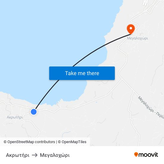 Ακρωτήρι to Mεγαλοχώρι map