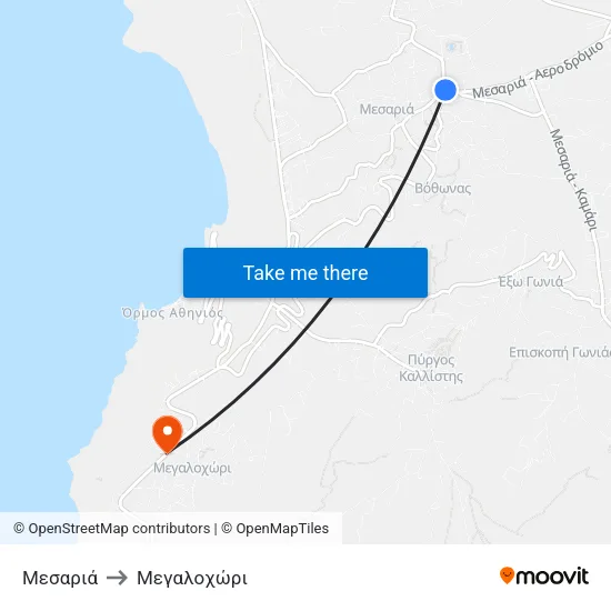Μεσαριά to Mεγαλοχώρι map