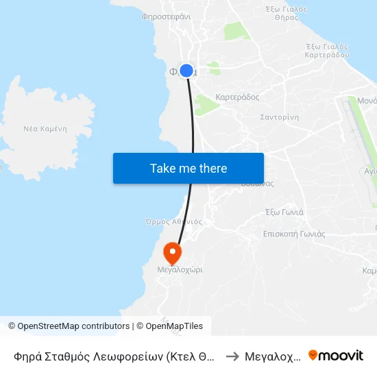 Φηρά Σταθμός Λεωφορείων (Κτελ Θήρας Α.Ε) to Mεγαλοχώρι map