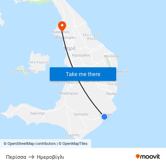 Περίσσα to Ημεροβίγλι map