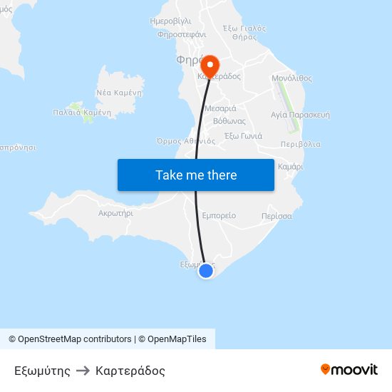 Eξωμύτης to Καρτεράδος map